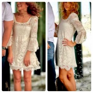 Crochet lace boho mini dress